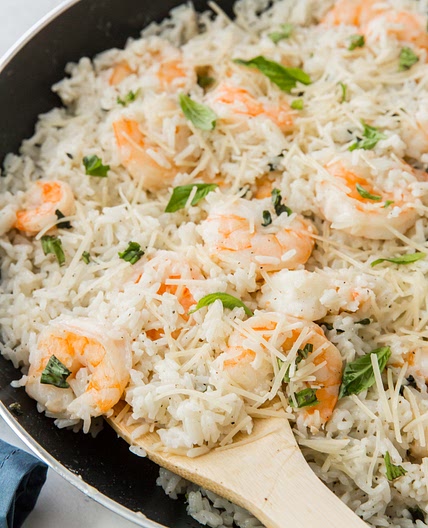 Parmesan Basil Shrimp and Rice