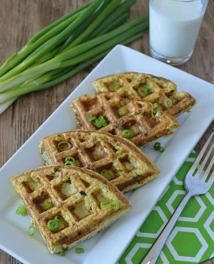 Cheesy Cauliflower Hashbrown Waffles