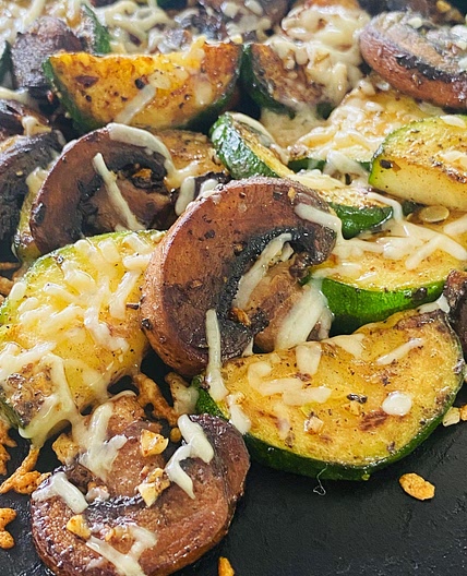 Blackstone Garlic Parmesan Zucchini and Mushrooms