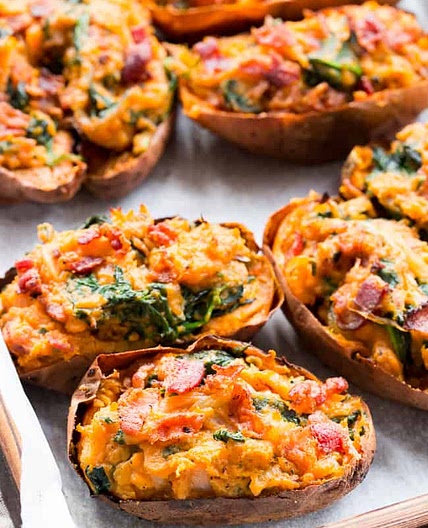 Twice Baked Sweet Potatoes {Paleo, Whole30, Dairy-Free}