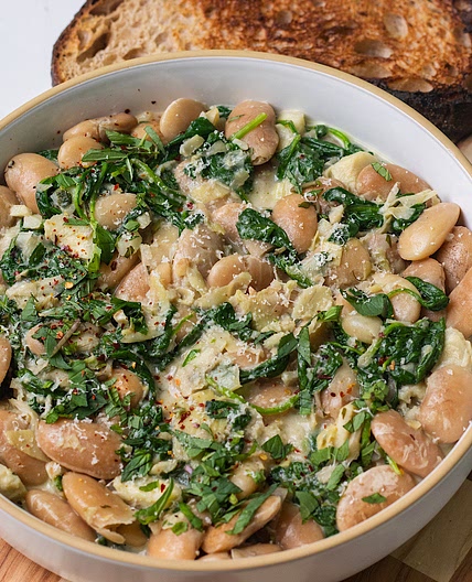 Creamy Spinach Artichoke Butter Beans