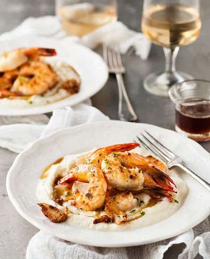 Browned Butter Garlic Prawns with Cauliflower Puree