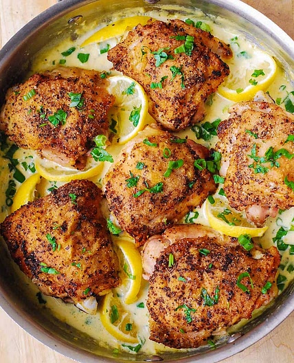 Lemon Pepper Chicken with Creamy Garlic-Lemon Sauce