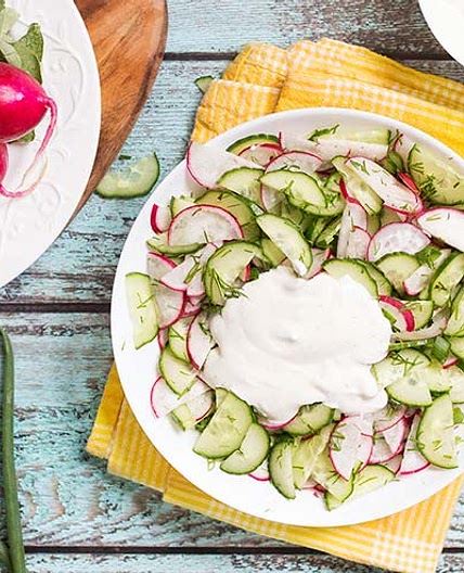 Radish, Cucumber, and Dill Salad with Sour Cream