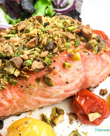 Pistachio Crusted Salmon With Blistered Cherry Tomatoes