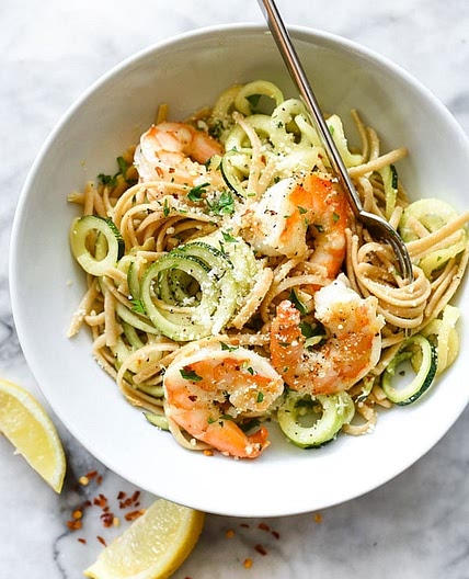 Shrimp Scampi Pasta with Zucchini Noodles