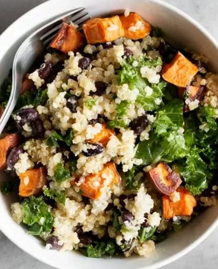 Sweet Potato, Kale, and Black Bean Quinoa Salad