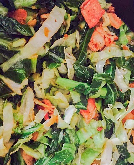 Smothered Collard Greens and Cabbage