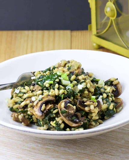 Barley Risotto with Mushrooms and Spinach