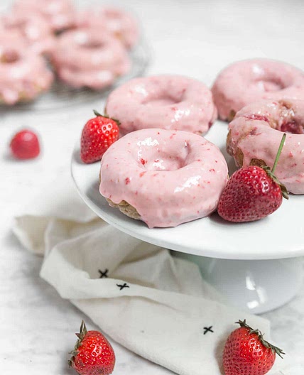 Baked Strawberry Donuts - Gluten-Free and Vegan