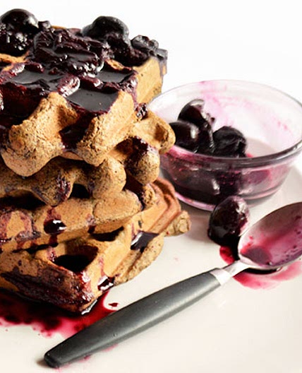 Buckwheat Waffles With Dark Cherry Syrup