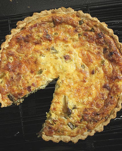 Leek and Asparagus Quiche with Bacon and Gruyère