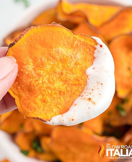 Crispy Air Fryer Sweet Potato Chips Recipe (3-Ingredients)