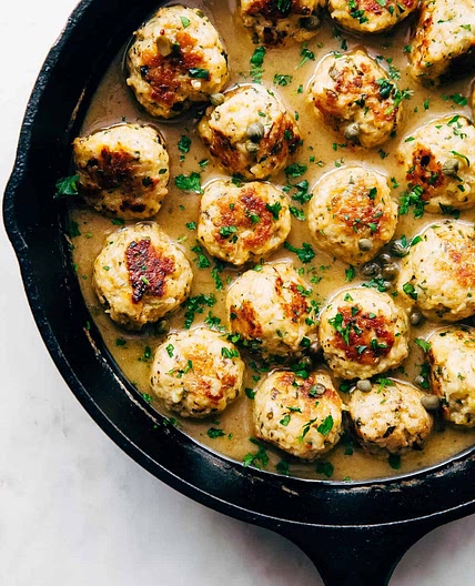 Rustic Chicken Piccata Meatballs