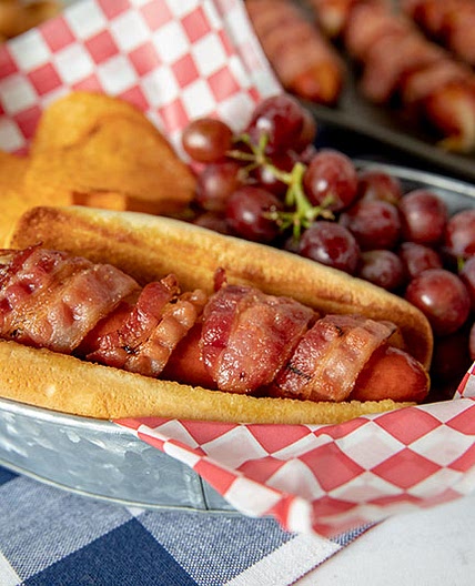 Bacon Wrapped Cheese Hot Dogs