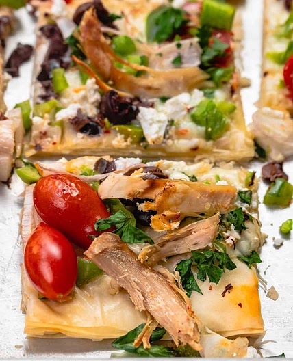 Sheet Pan Phyllo Dough Pizza with Vegetables (Crispy Pizza Dough)