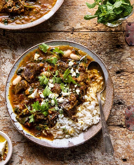 Persian Inspired Herb and Beef Stew with Rice