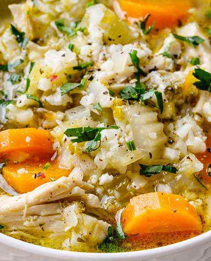 Instant Pot Chicken and Cauliflower Rice Soup (Low Carb)