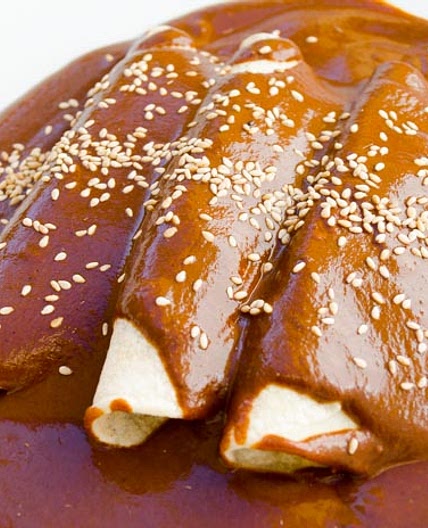 Plantain Mole Enchiladas