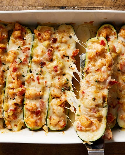 Garlicky Shrimp Zucchini Boats