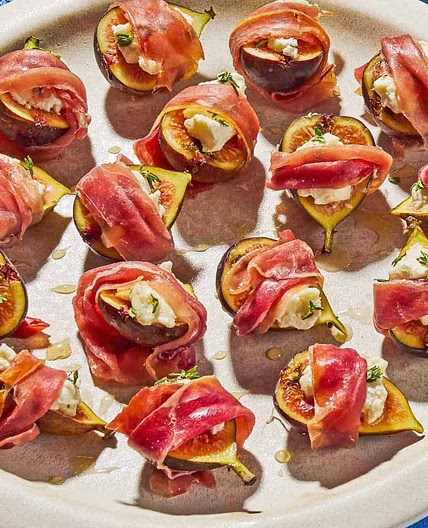 Prosciutto Wrapped Figs with Goat Cheese, Honey, and Thyme