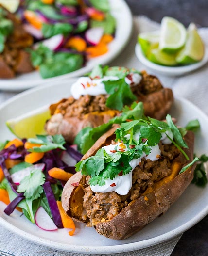 Thai Red Curry Stuffed Sweet Potatoes