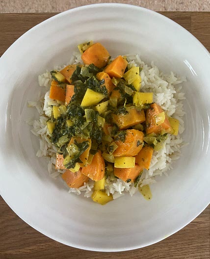 Sweet potato, spinach and mango curry recipe
