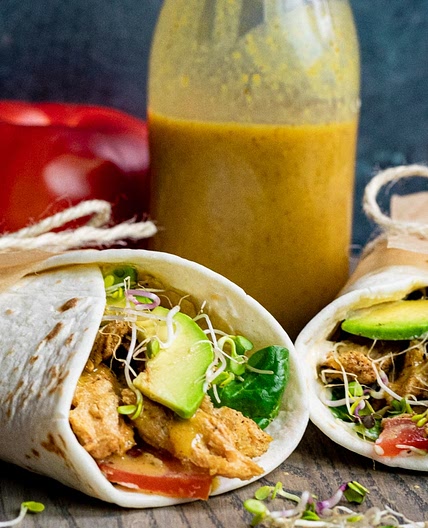 Vegan Honey Mustard Chicken Wraps
