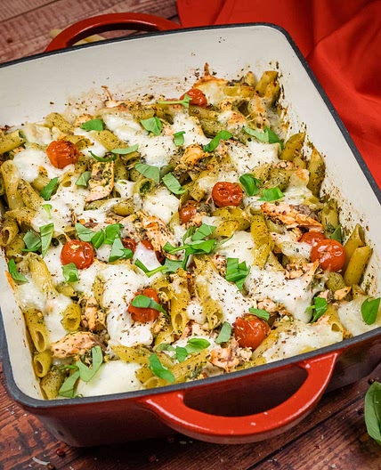 Salmon Pesto Pasta Bake