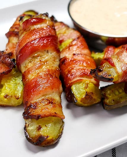 Easy Air Fryer Bacon Wrapped Pickles