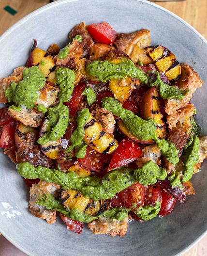 Charred Peach Panzanella