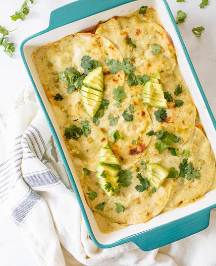 Vegan Butternut Squash Poblano Enchilada Casserole