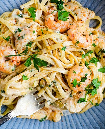 Cajun Chicken and Shrimp Alfredo