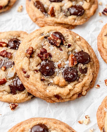 Banana Chocolate Chip Cookies with Pecans