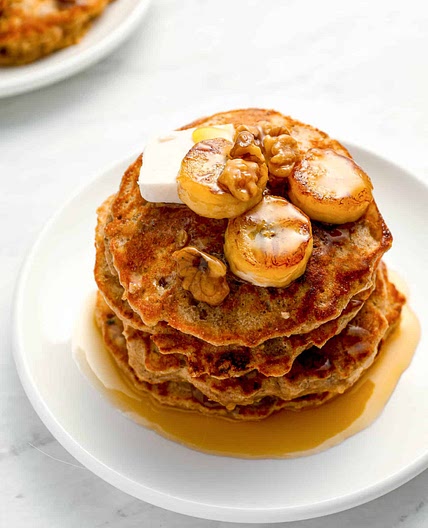 Banana Oat Pancake Recipe with Walnuts