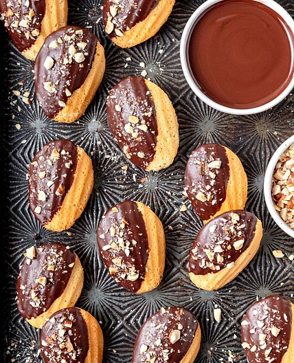 Dark Chocolate Hazelnut Madeleines