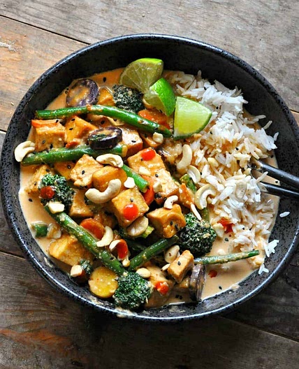 Vegan Red Curry Cashew Stir Fry