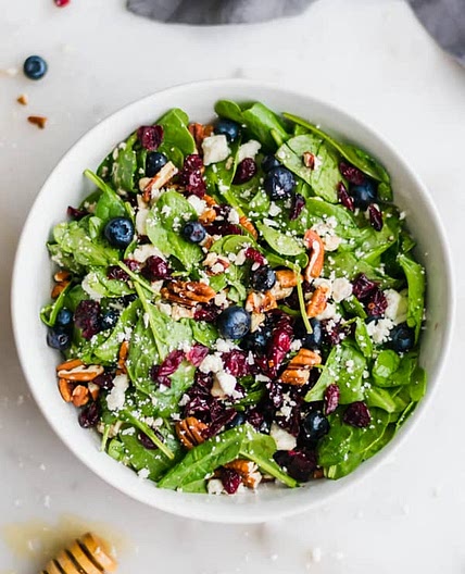 Blueberry Spinach Salad with Honey Balsamic Dressing