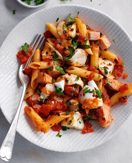 Canadian Bacon and Mozzarella Penne