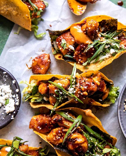 Crispy Sesame Ginger Chicken Tacos