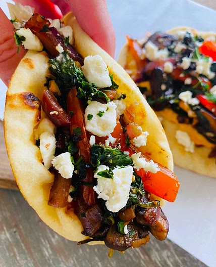 Mediterranean Veggie Naan Tacos