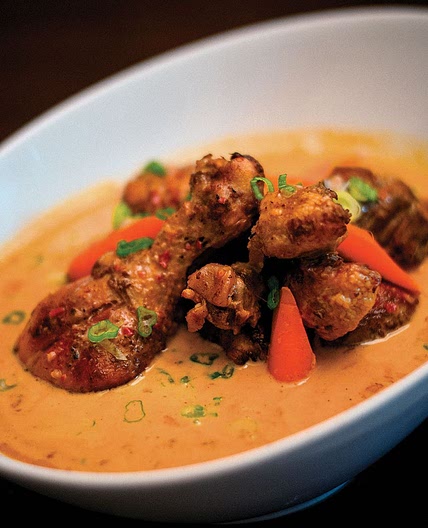 Malaysian Chicken Curry with Buttermilk Beer Beignets