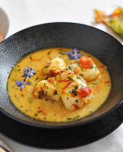 Lotte et petits légumes au safran