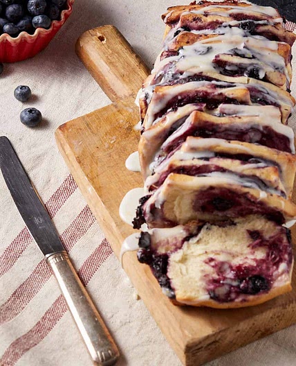 Blueberry Bread with Lemon Glaze