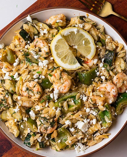 Mediterranean Shrimp Orzo with Feta
