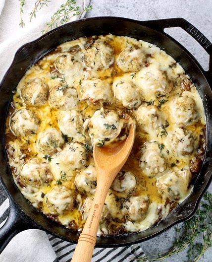 French Onion Chicken Meatballs
