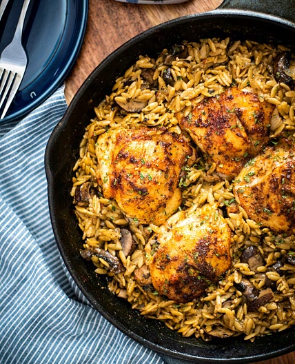 One Pot Chicken and Mushroom Orzo