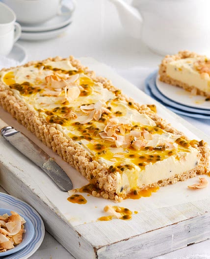 Passionfruit Crackle Cheesecake Slice