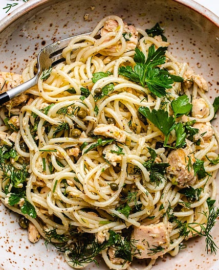 Lemony Canned Tuna Spaghetti (paleo, gluten-free)