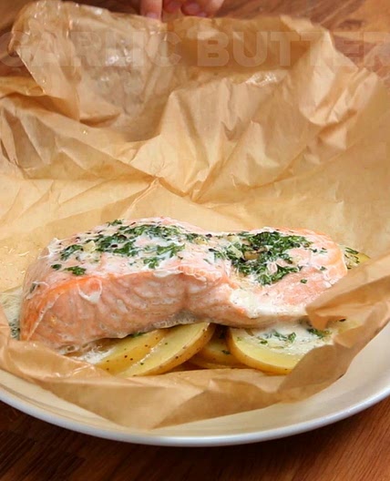 Parchment Garlic Butter Salmon Recipe by Tasty
